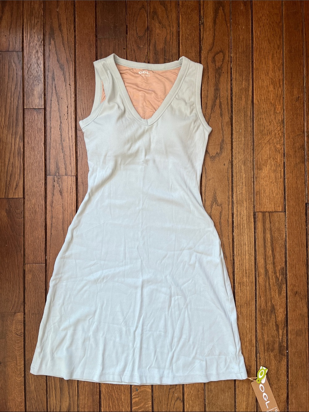 OGL Foam Blue V-Neck Airy Brami Tank Dress Built In Bra Size Small NEW WITH TAGS